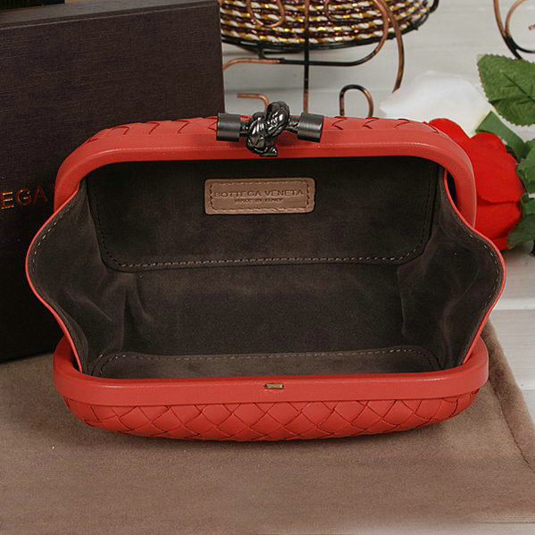 Bottega Veneta intrecciato calf leather clutch 11308 red - Click Image to Close